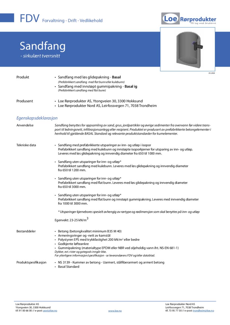 FDV_Sandfangkum_Loe Rørprodukter